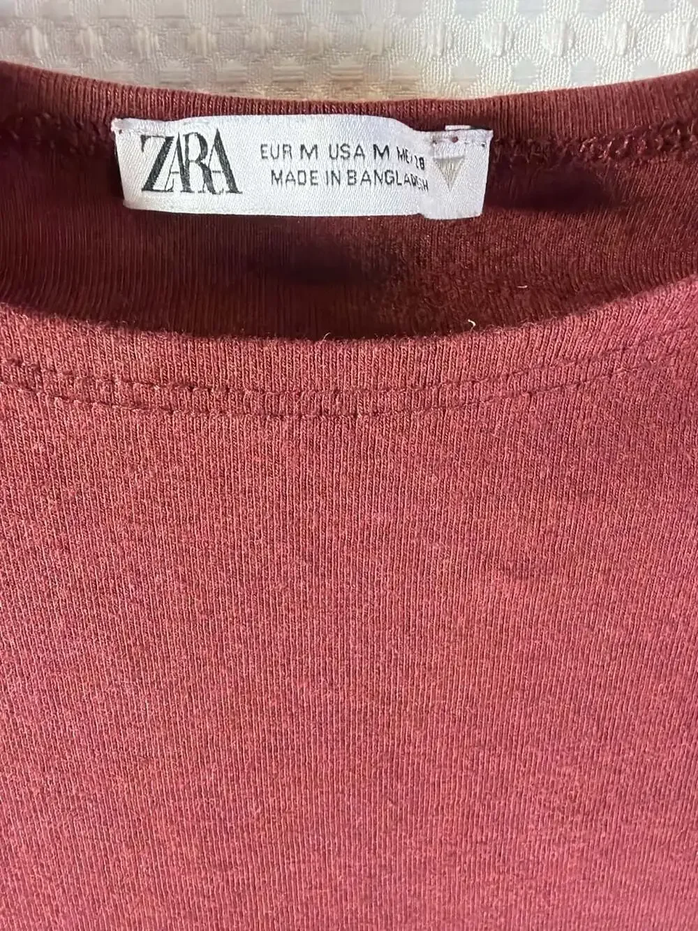 Zara Women's Rust Brown Short Sleeve Cropped Baby Tee